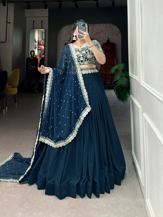 Gorgeous Navy Blue Georgette Lehenga Choli