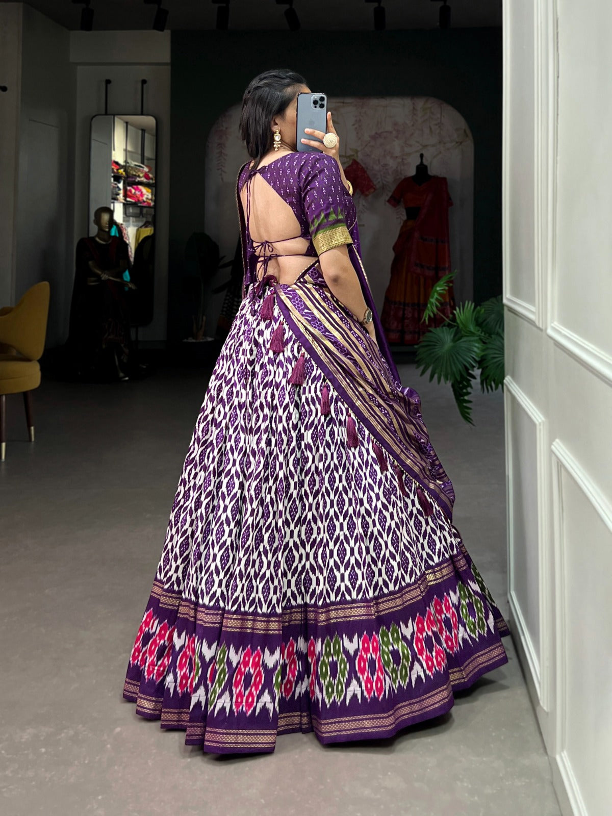 Purple Tussar Silk Lehenga Choli