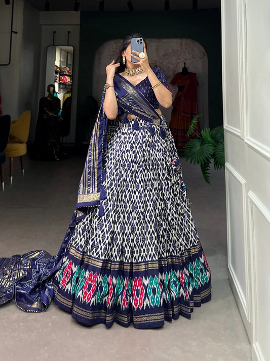 Blue Tussar Silk Lehenga Choli