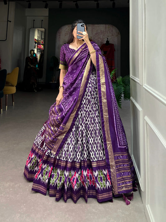 Purple Tussar Silk Lehenga Choli