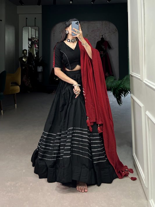 Black-Maroon Chanderi Charm Lehenga Choli