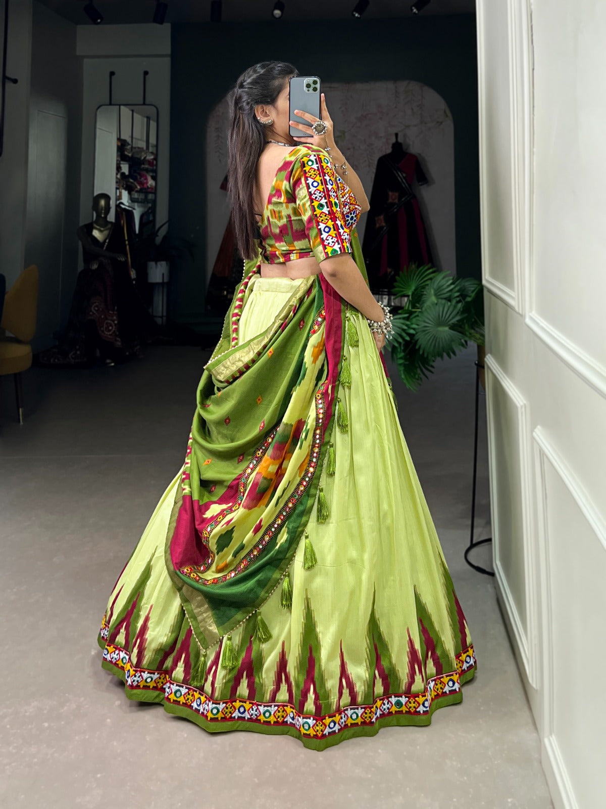 Mint Green Luxurious Tussar Silk Lehenga Choli