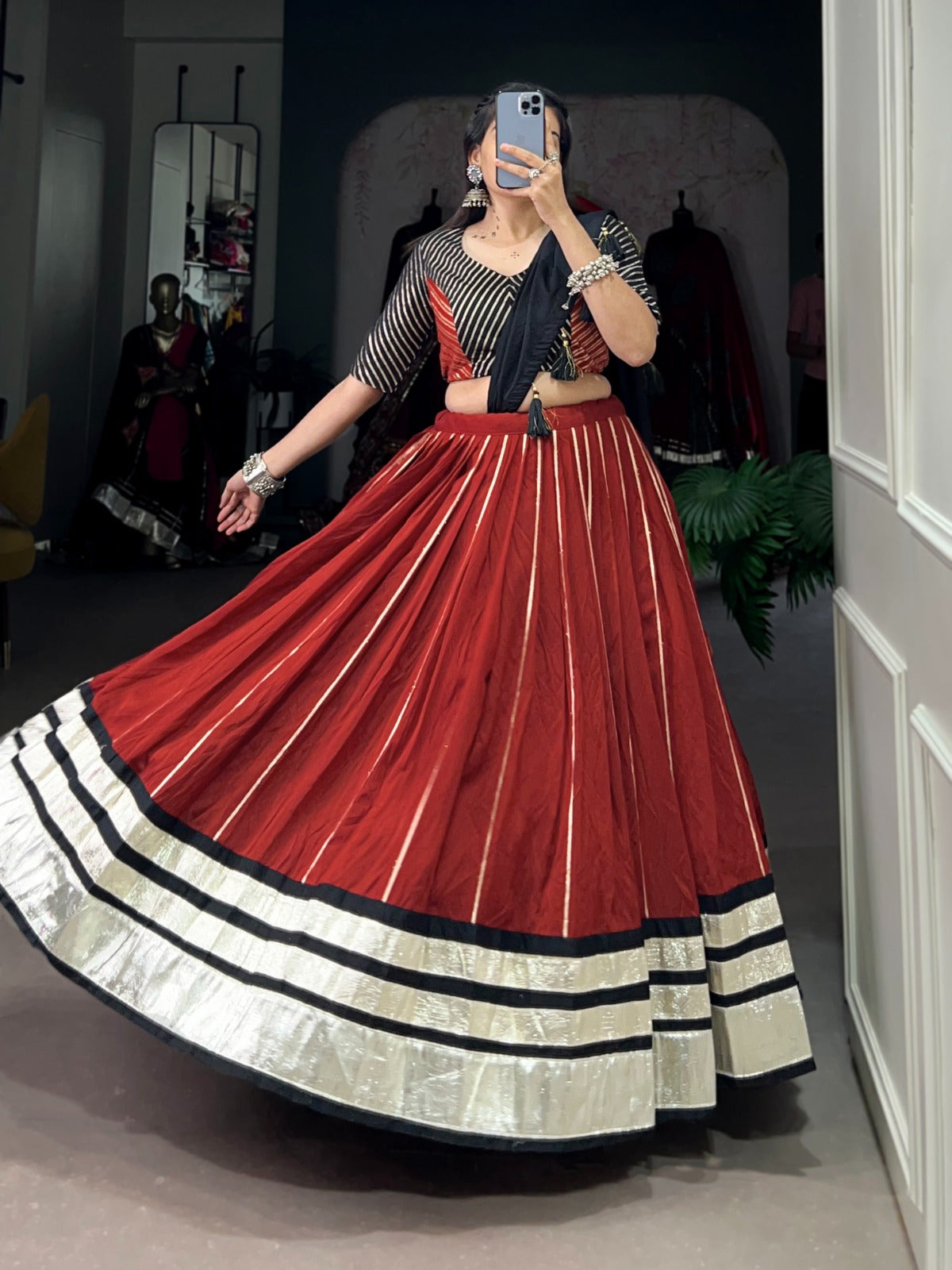 Maroon Chanderi Style Lehenga Choli