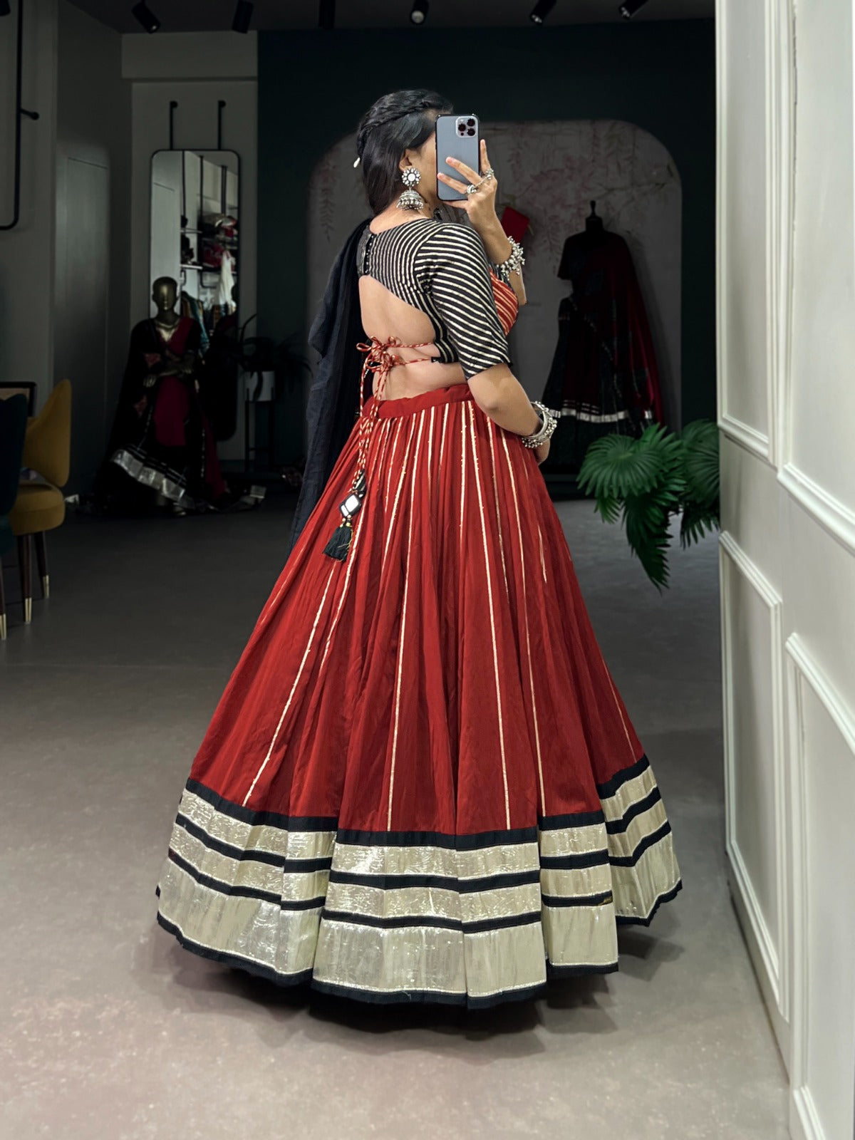 Maroon Chanderi Style Lehenga Choli