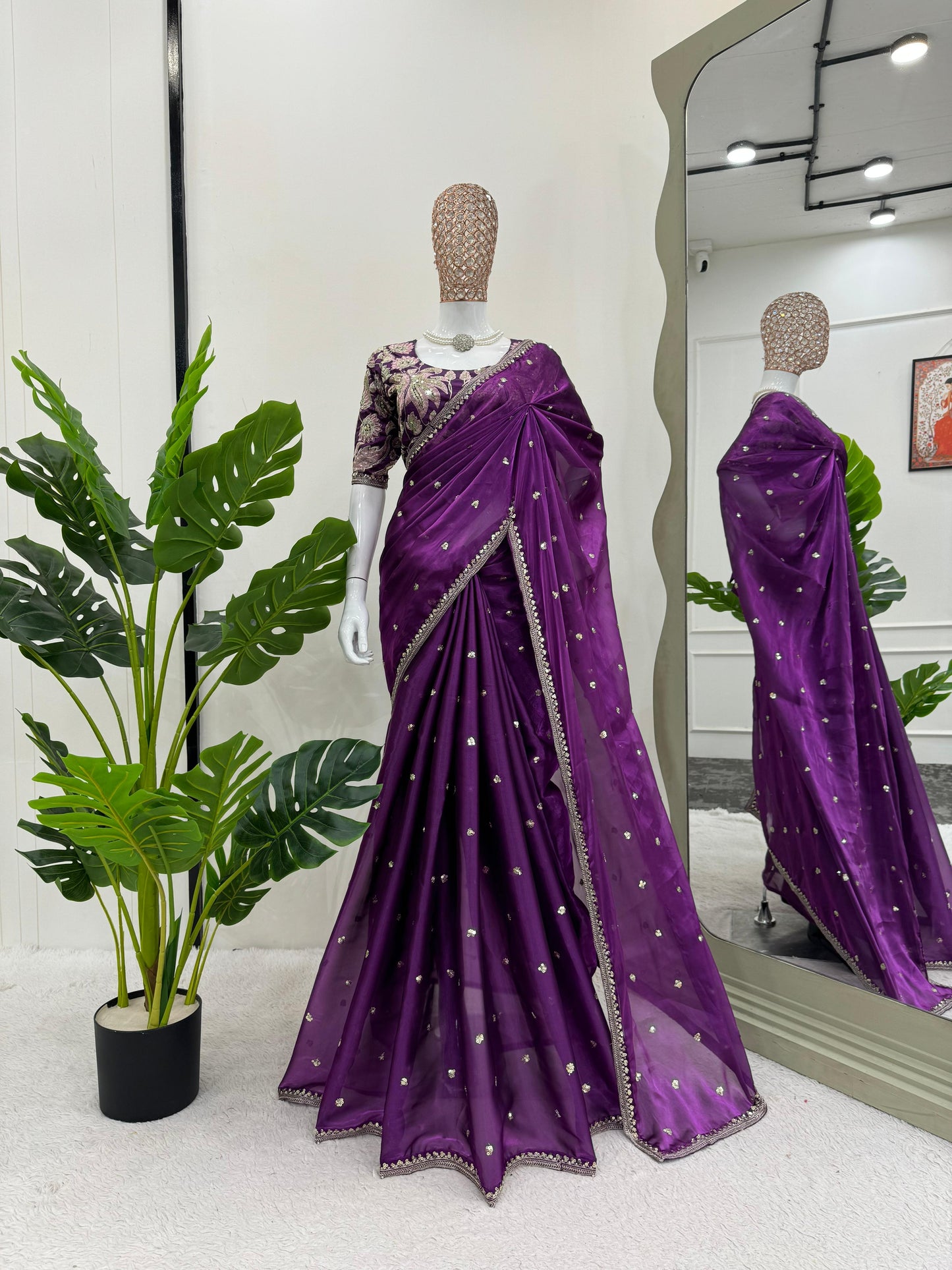 Purple Jimmy Choo Silk Saree