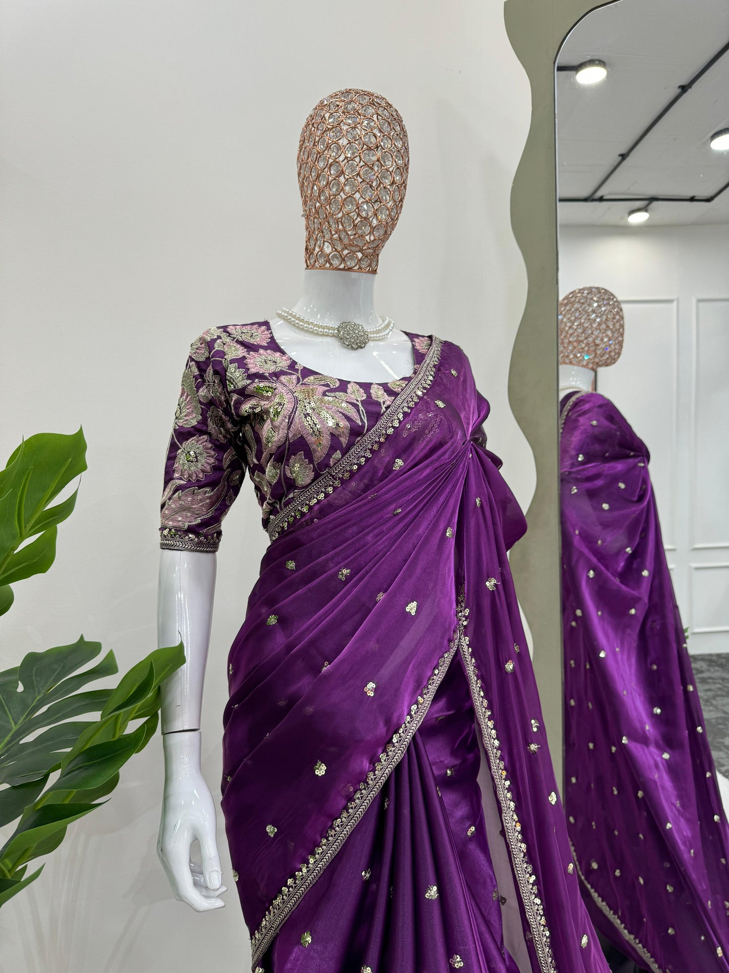 Purple Jimmy Choo Silk Saree