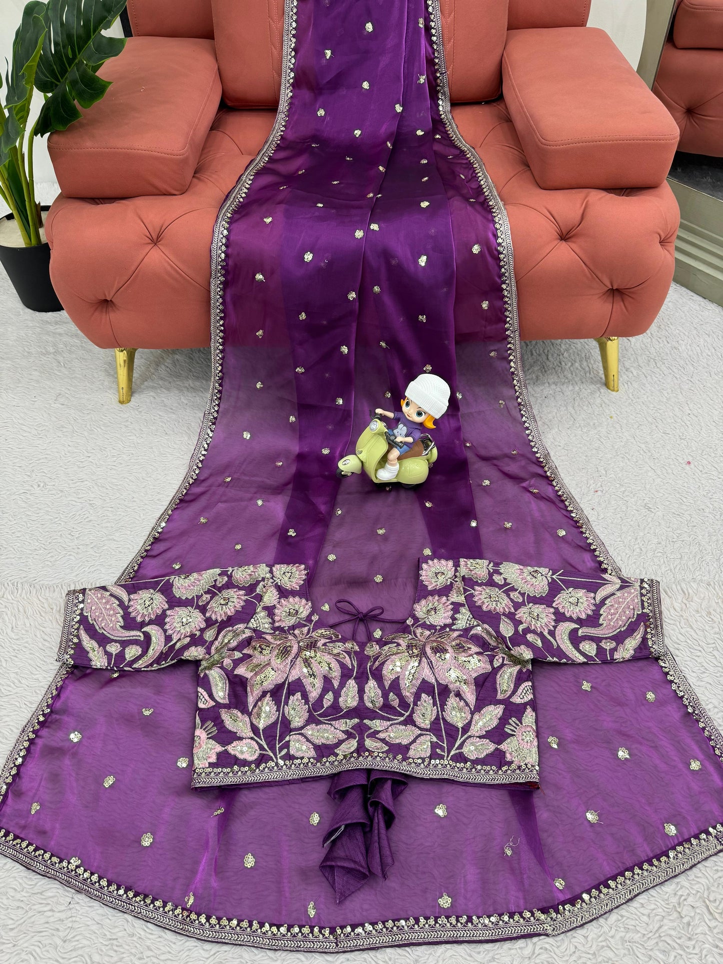 Purple Jimmy Choo Silk Saree