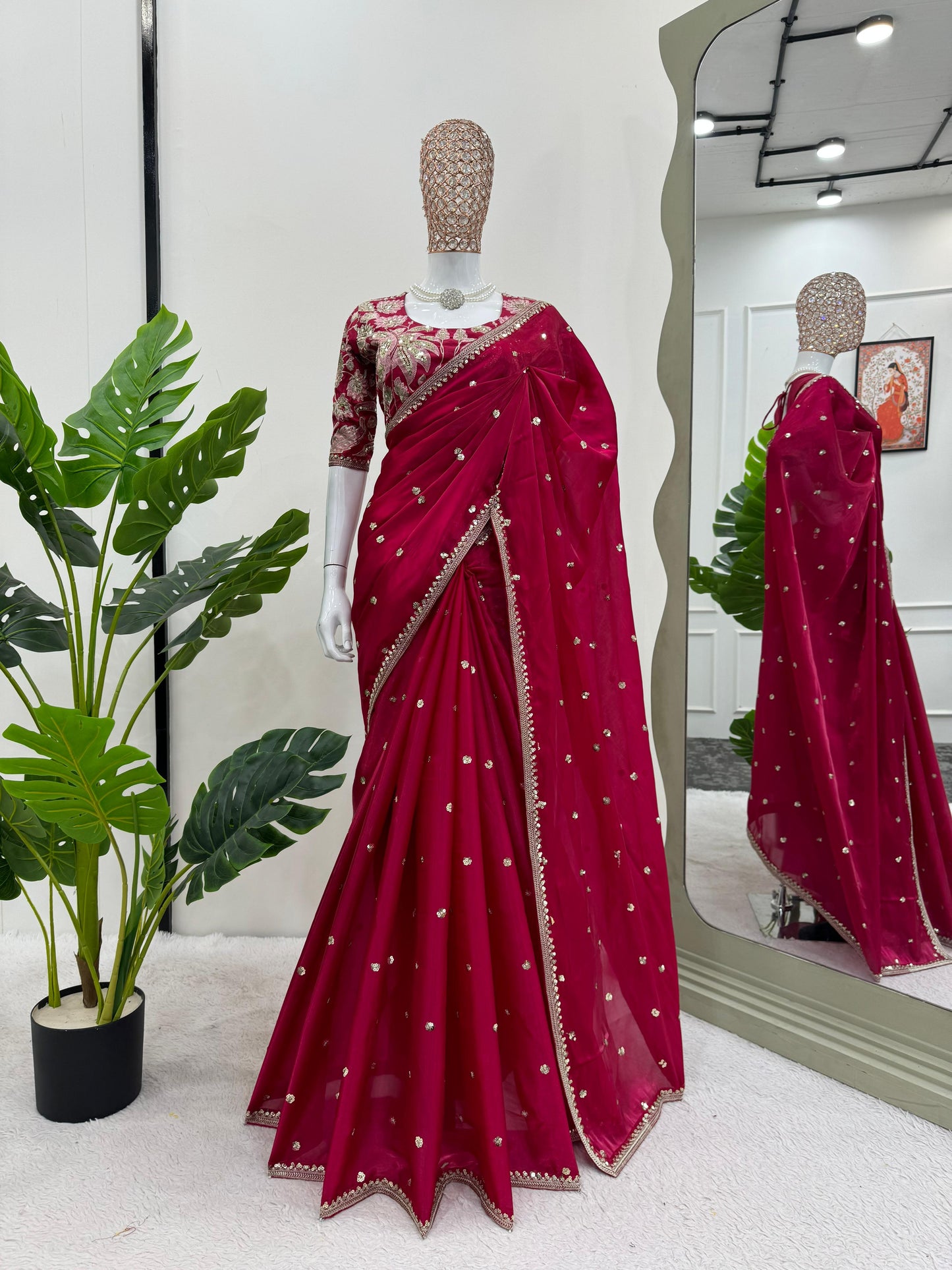 Red Jimmy Choo Silk Saree