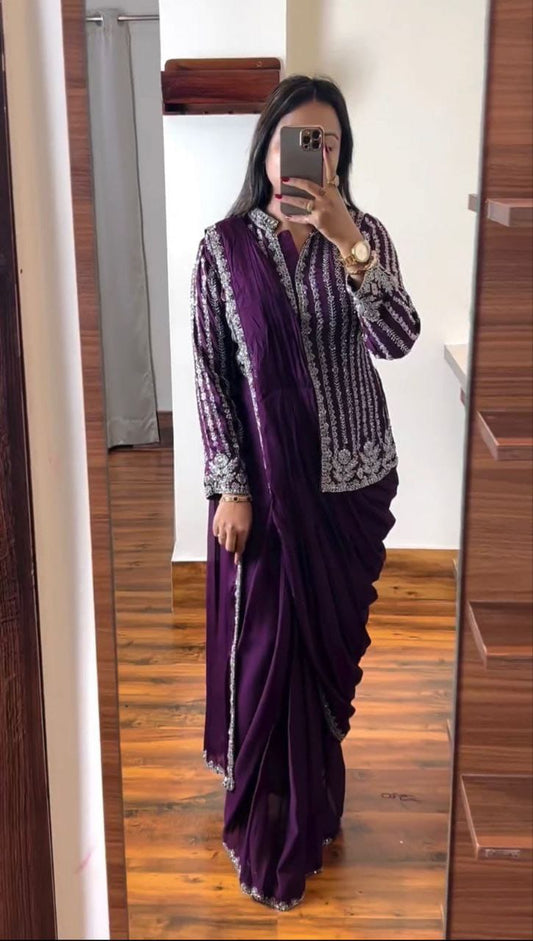 Purple Blooming Rangoli Saree