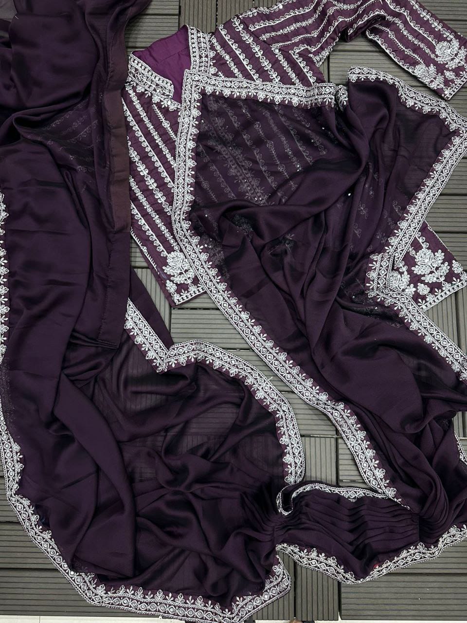 Purple Blooming Rangoli Saree