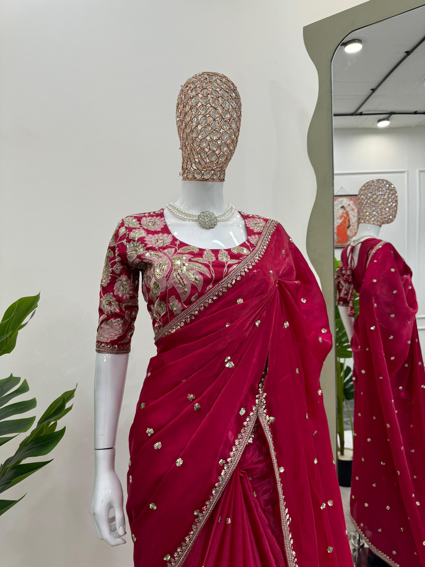 Red Jimmy Choo Silk Saree