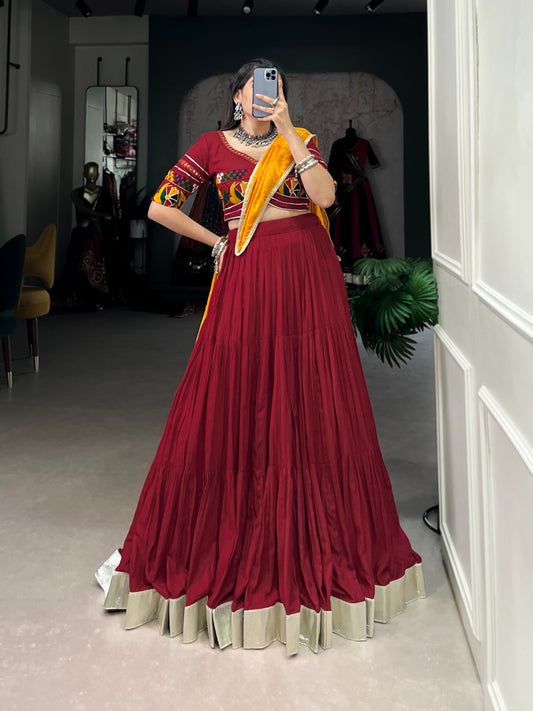 Maroon Pure Rayon Lehenga Choli