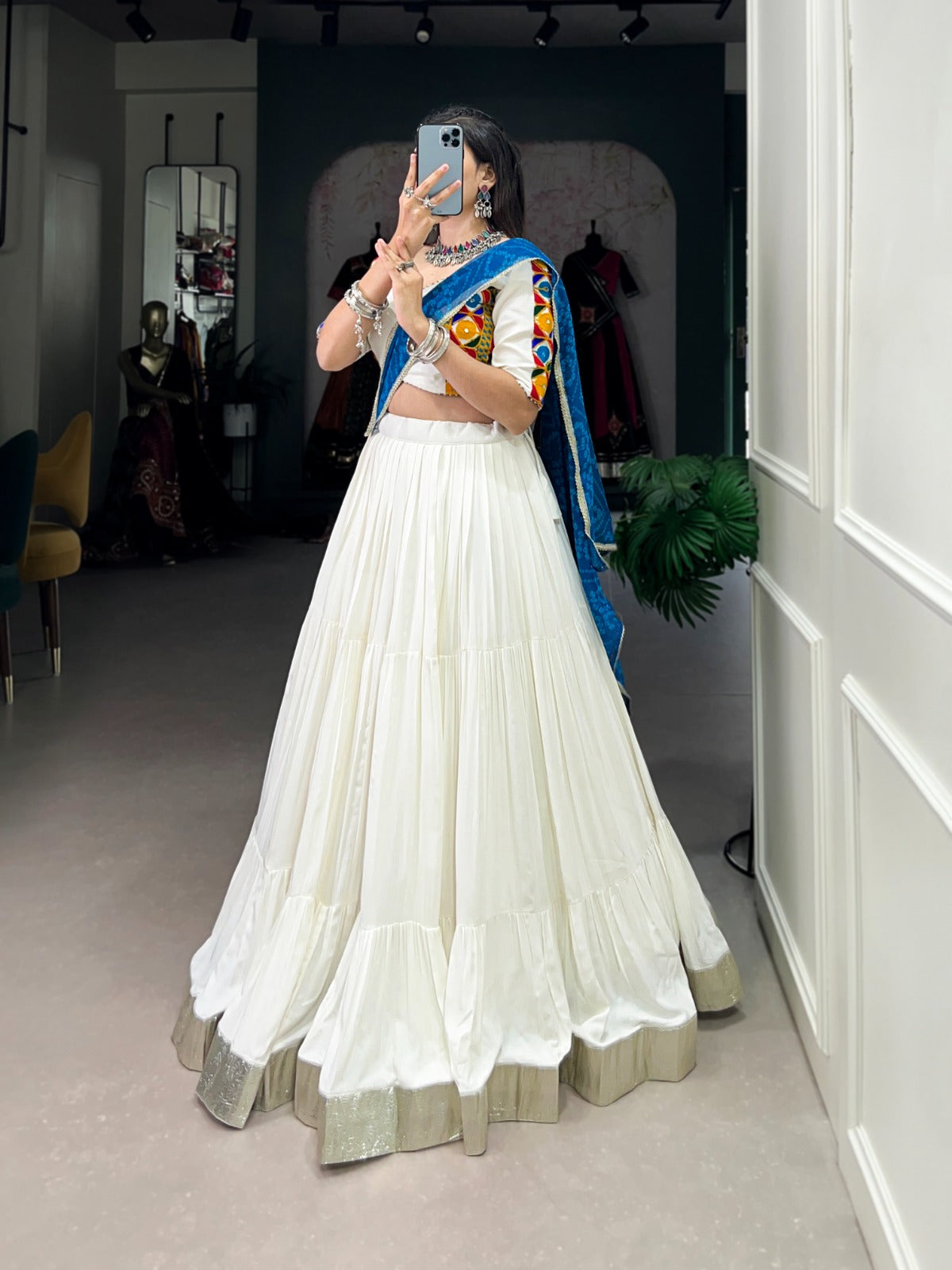 White Pure Rayon Lehenga Choli