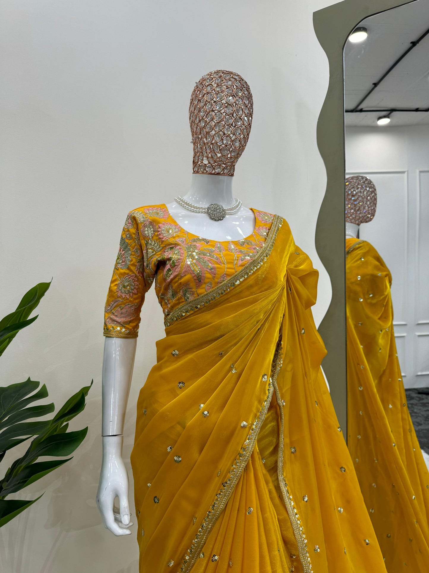 Yellow Jimmy Choo Silk Saree