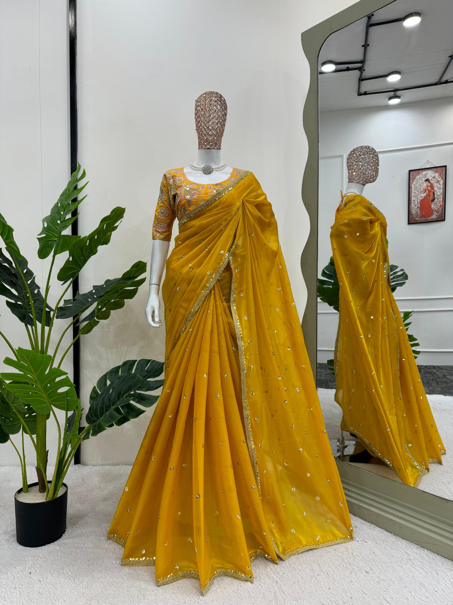 Yellow Jimmy Choo Silk Saree