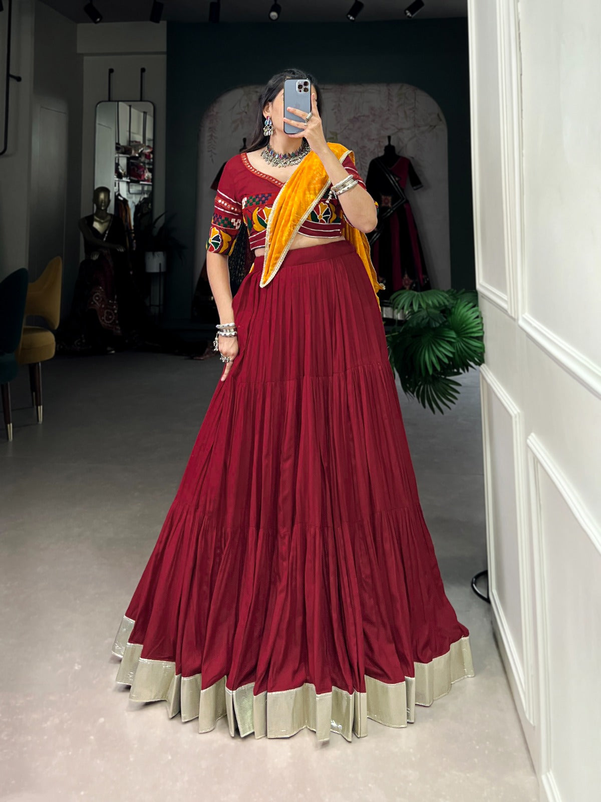 Maroon Pure Rayon Lehenga Choli