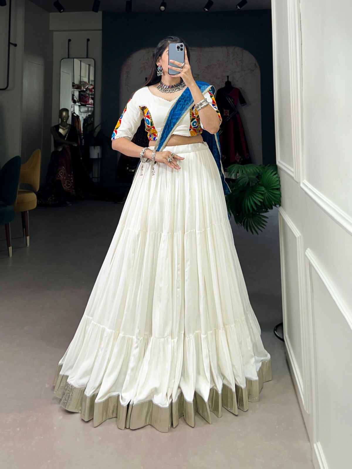 White Pure Rayon Lehenga Choli