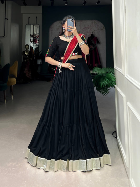 Black Pure Rayon Lehenga Choli