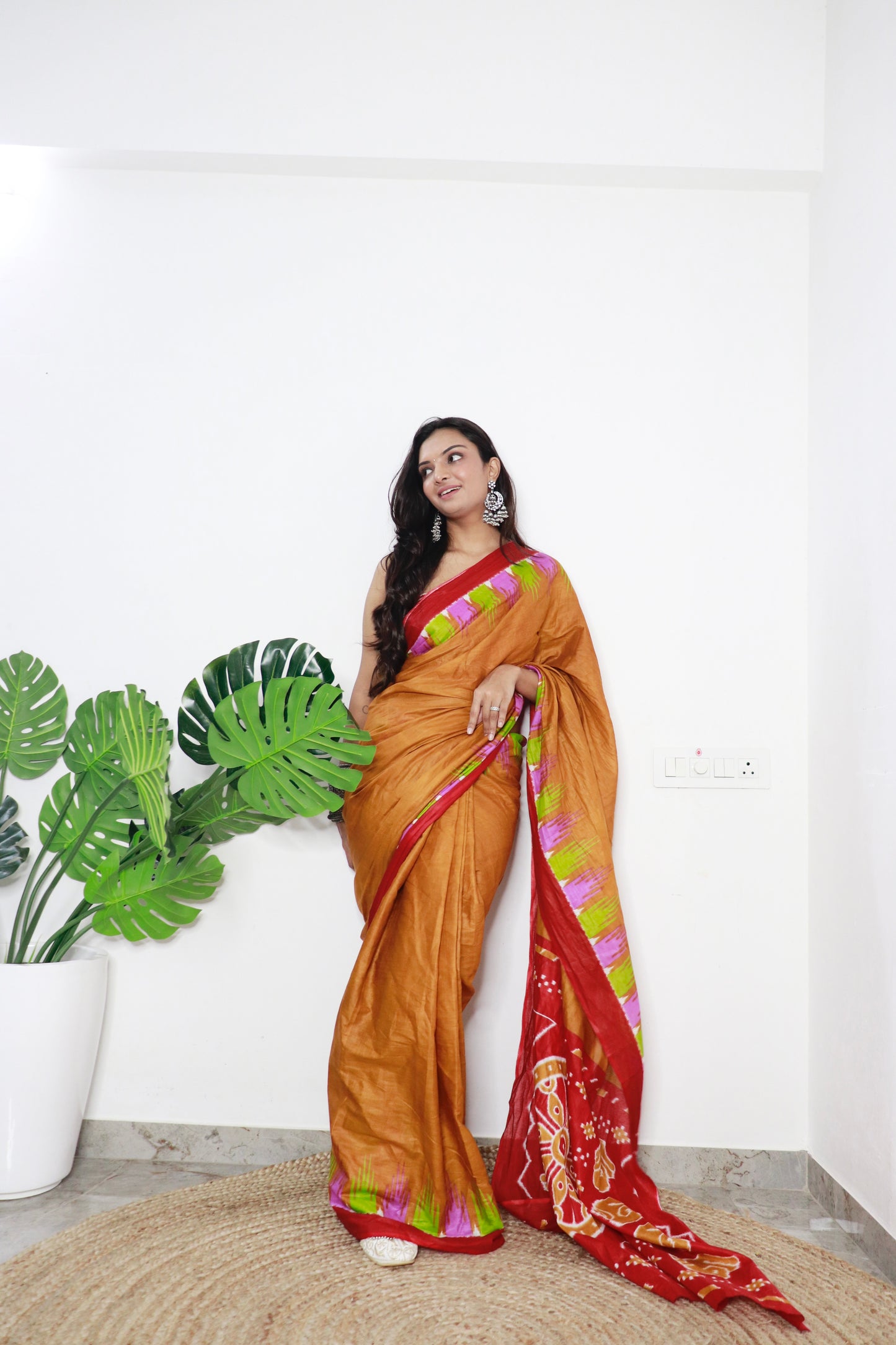 Mustard Cotton Printed Saree