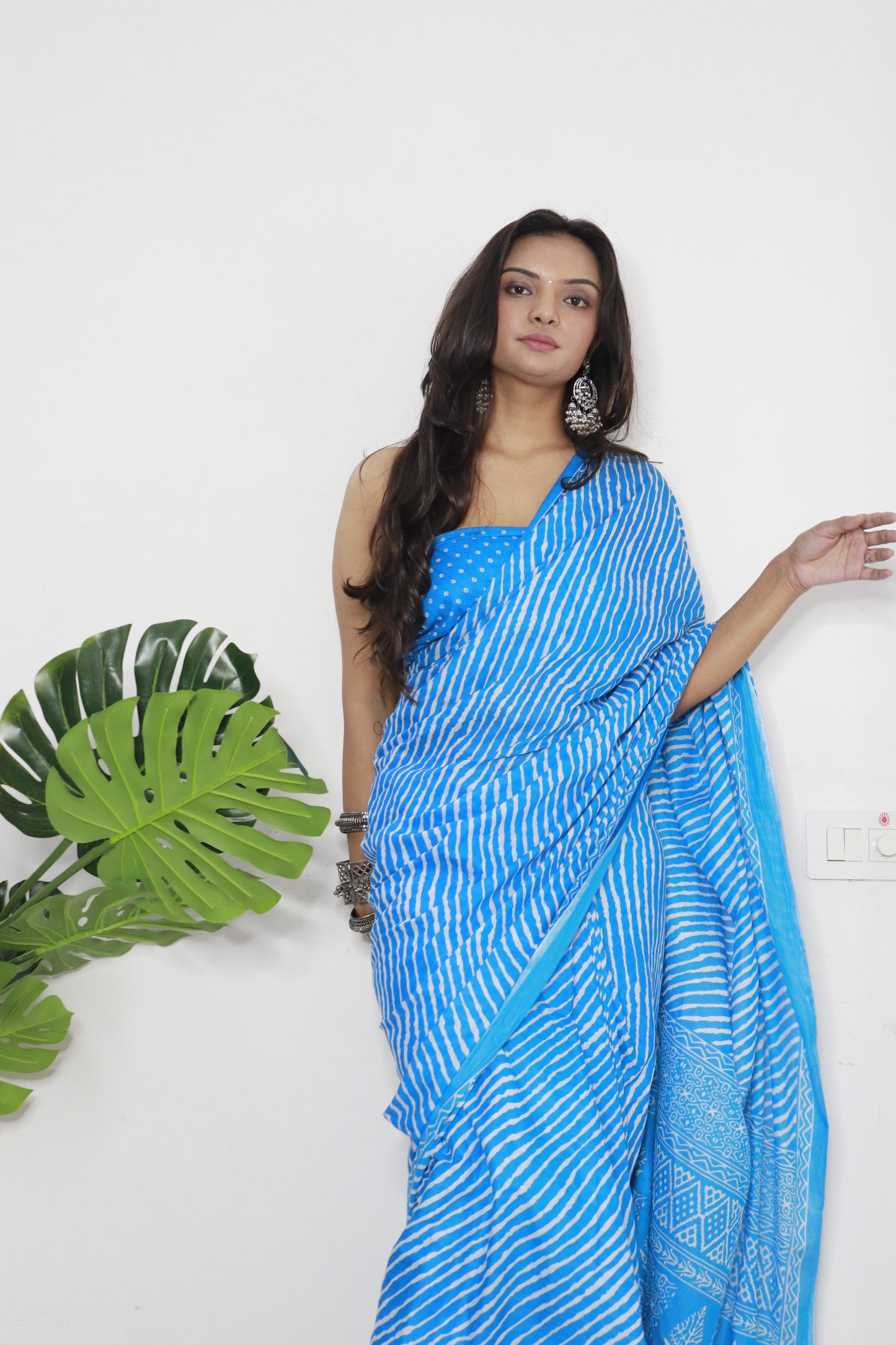 Sky Cotton Printed Saree