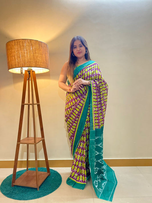 Multicolor Cotton Mul Printed Saree