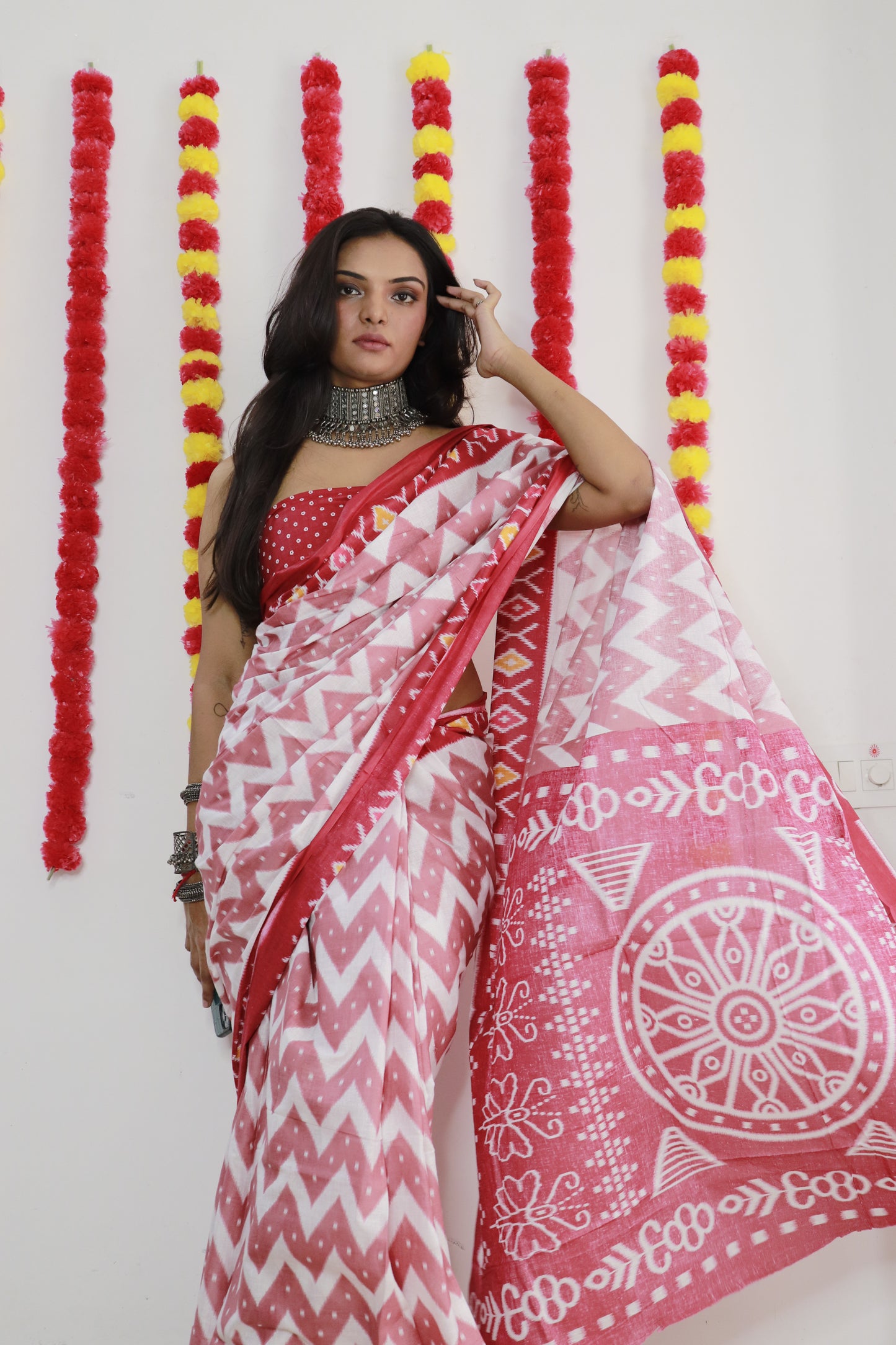 Graceful Pink Cotton Mul Printed Saree