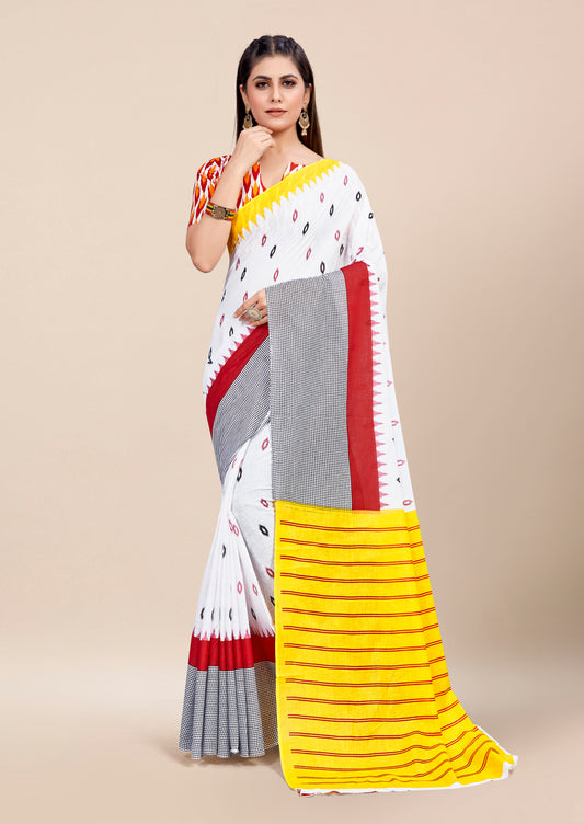 Mutlicolor Cotton Mul Printed Saree