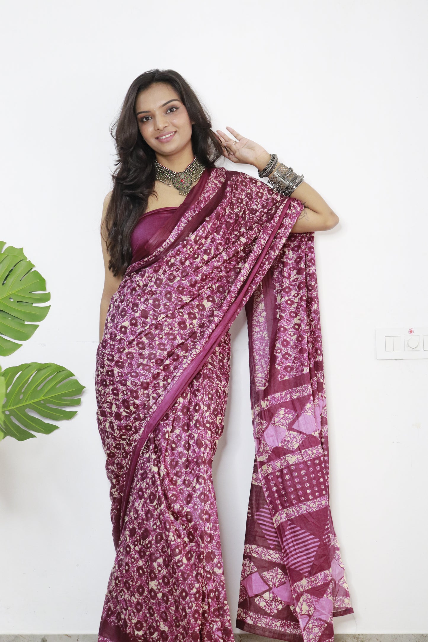 Onion Cotton Printed Saree