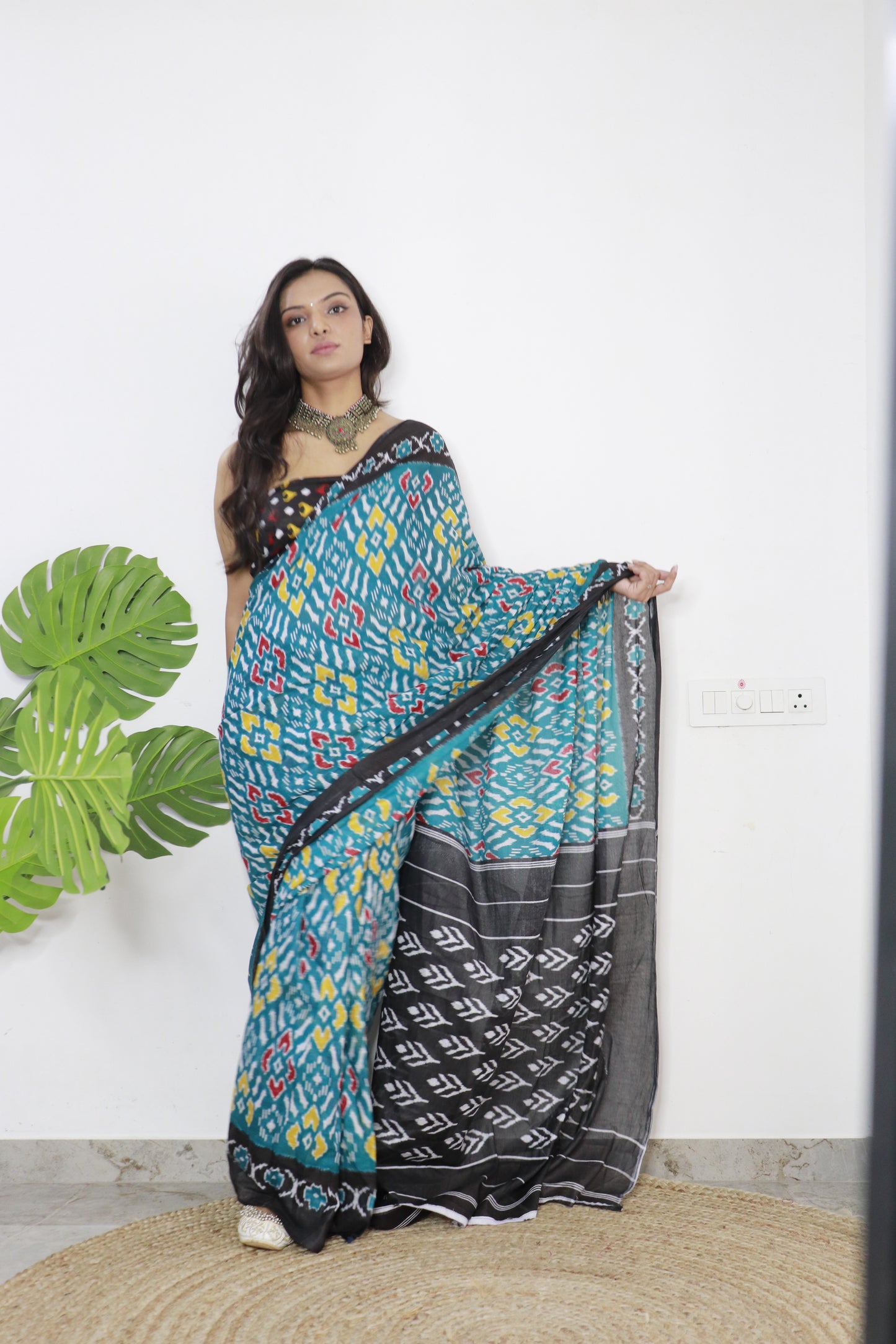 Sky Cotton Printed Saree