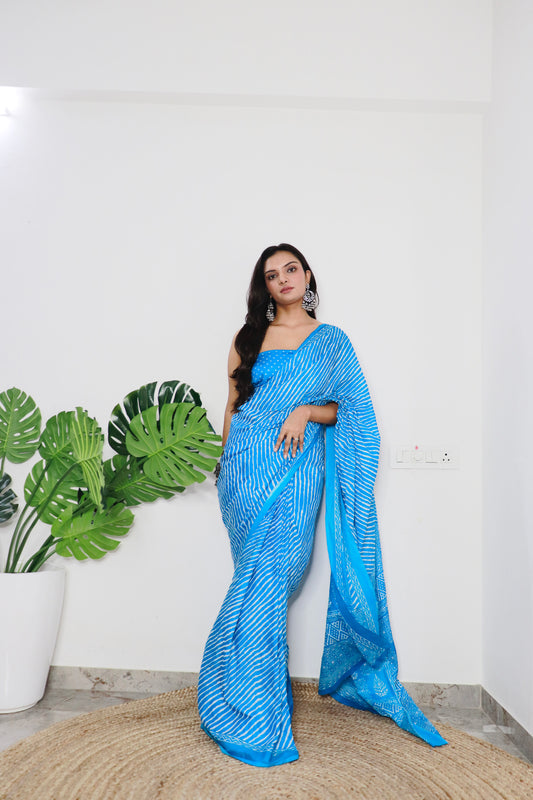 Sky Cotton Printed Saree