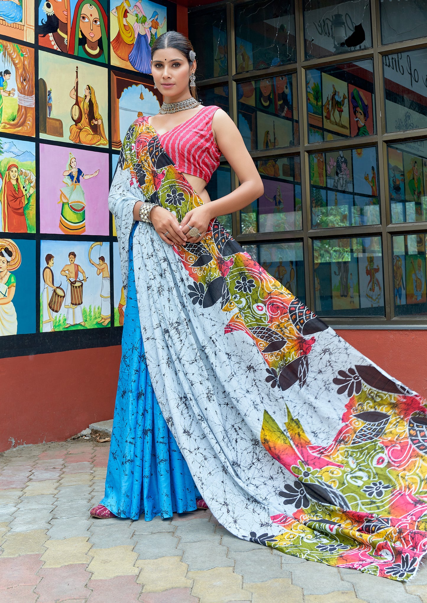 Multicolor Cotton Mul Printed Saree