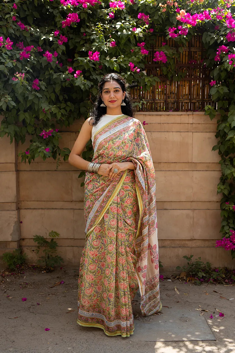 Colorful Cotton Mul Printed Saree