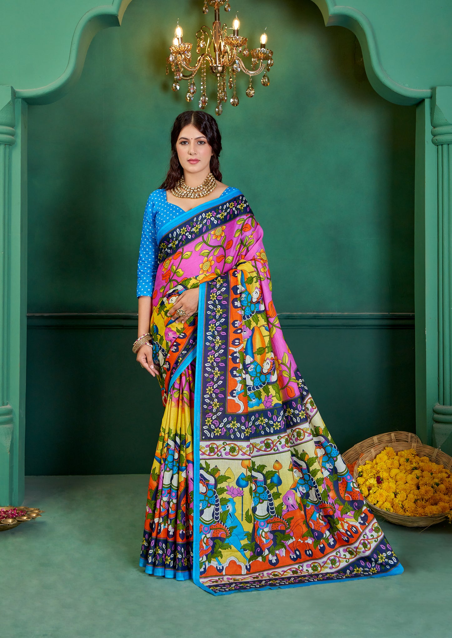 Colorful Cotton Mul Printed Saree