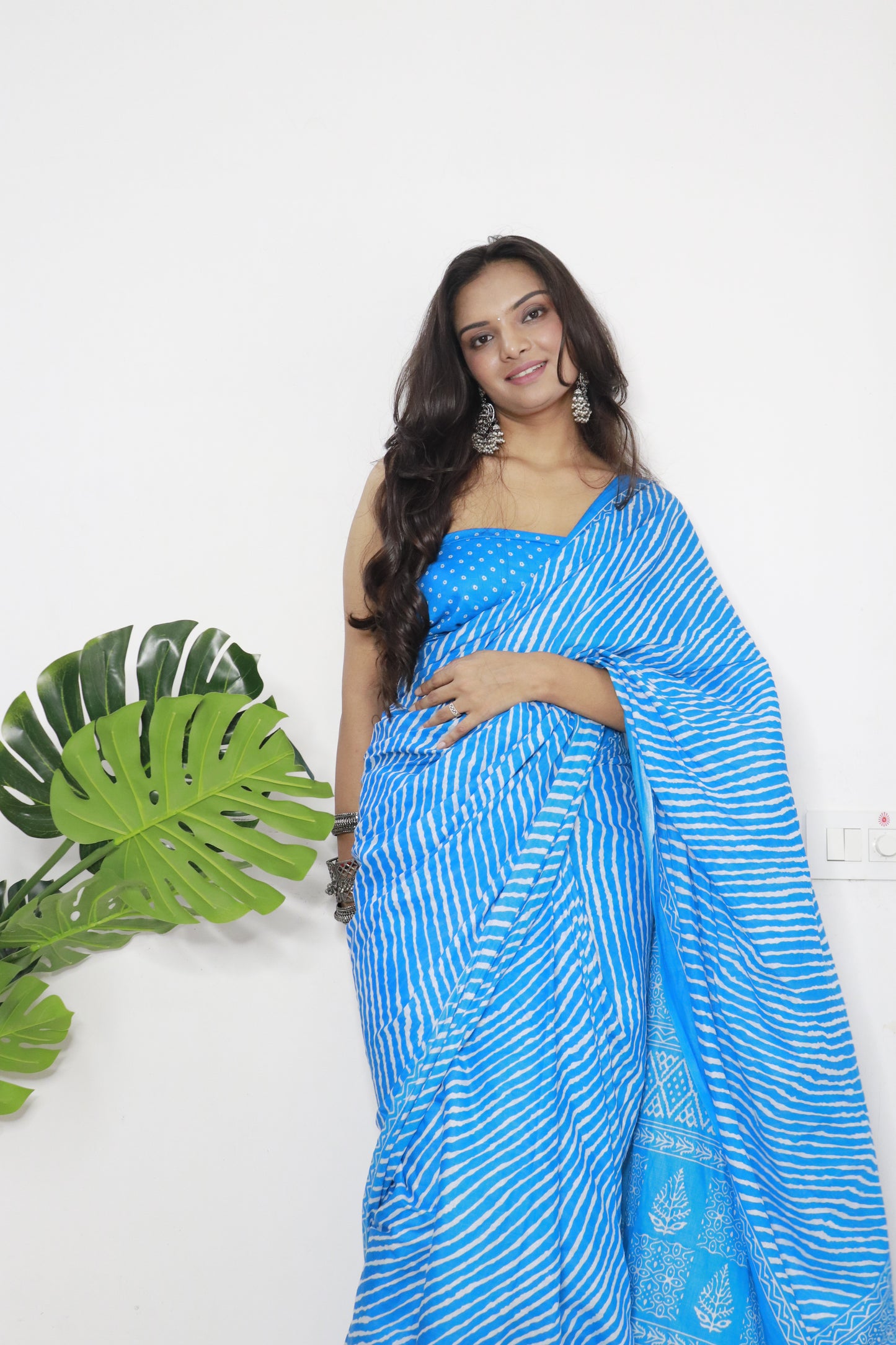 Sky Cotton Printed Saree