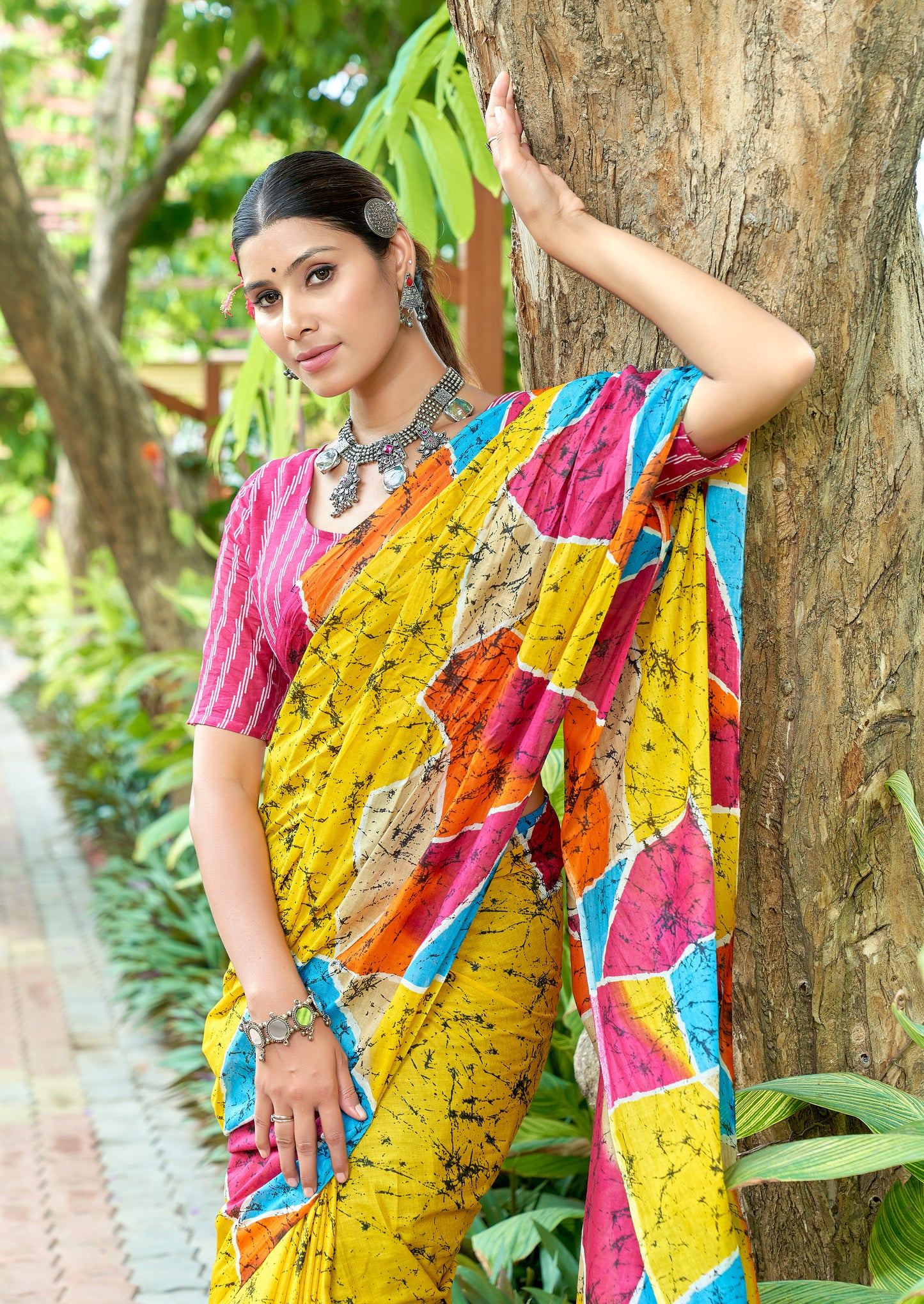 Colorful Cotton Mul Printed Saree