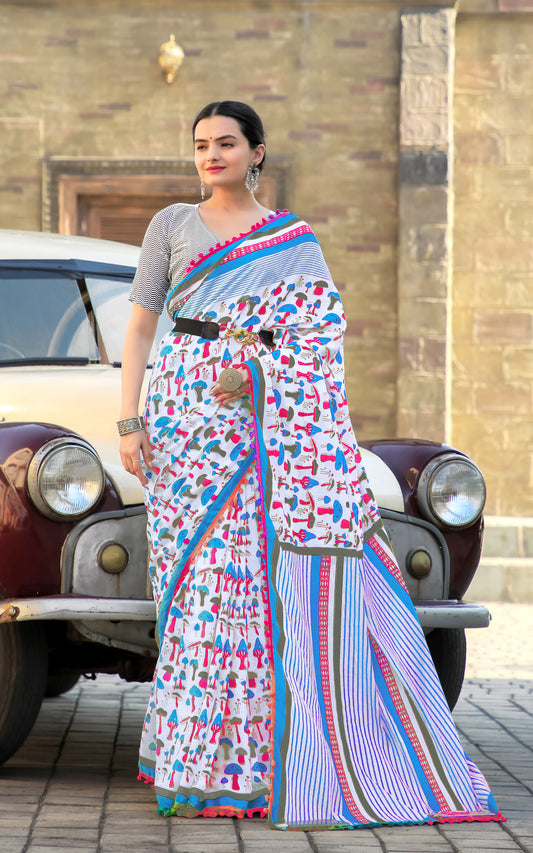 Luxurious Cotton Mul Printed Saree