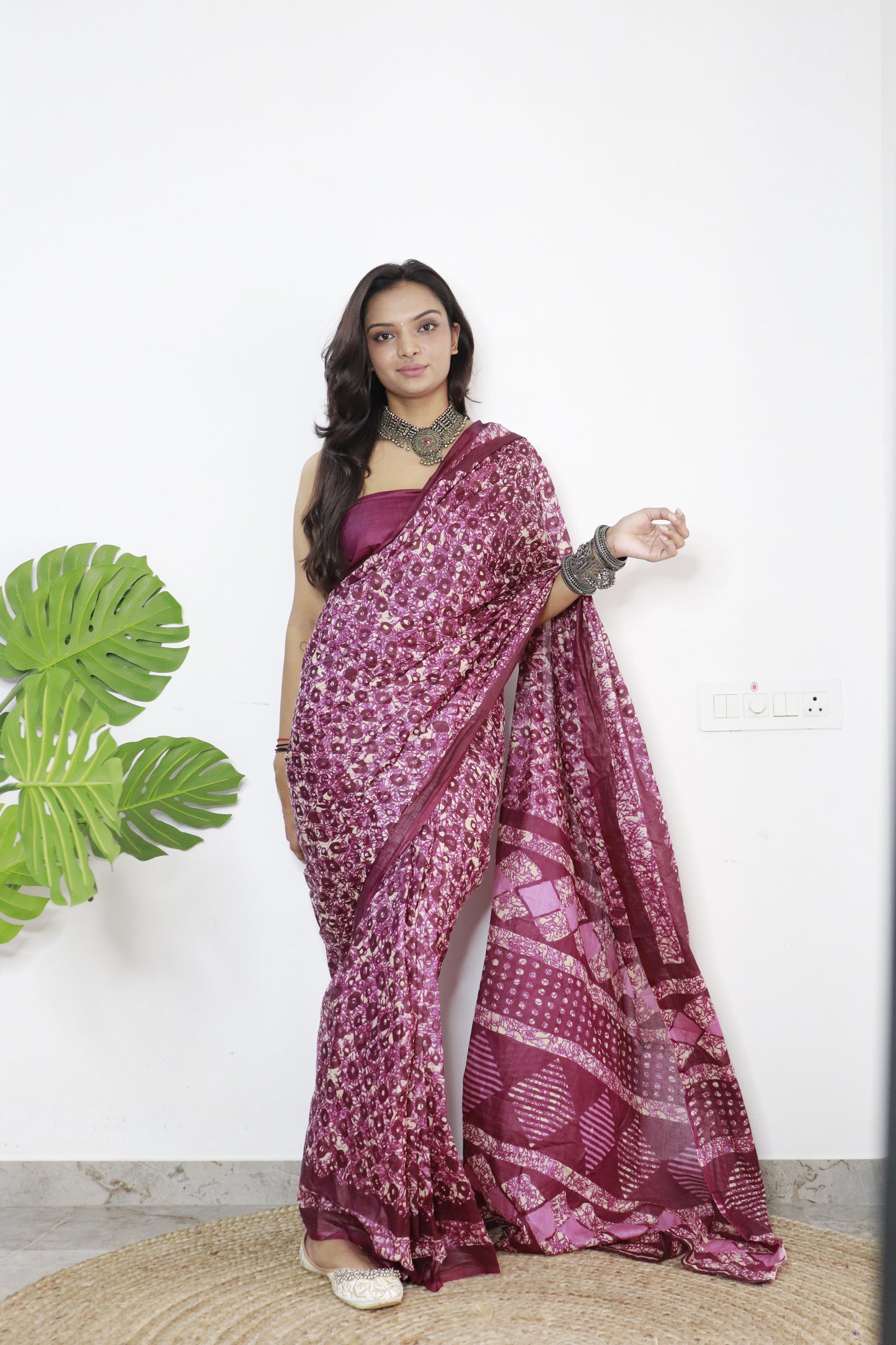 Onion Cotton Printed Saree