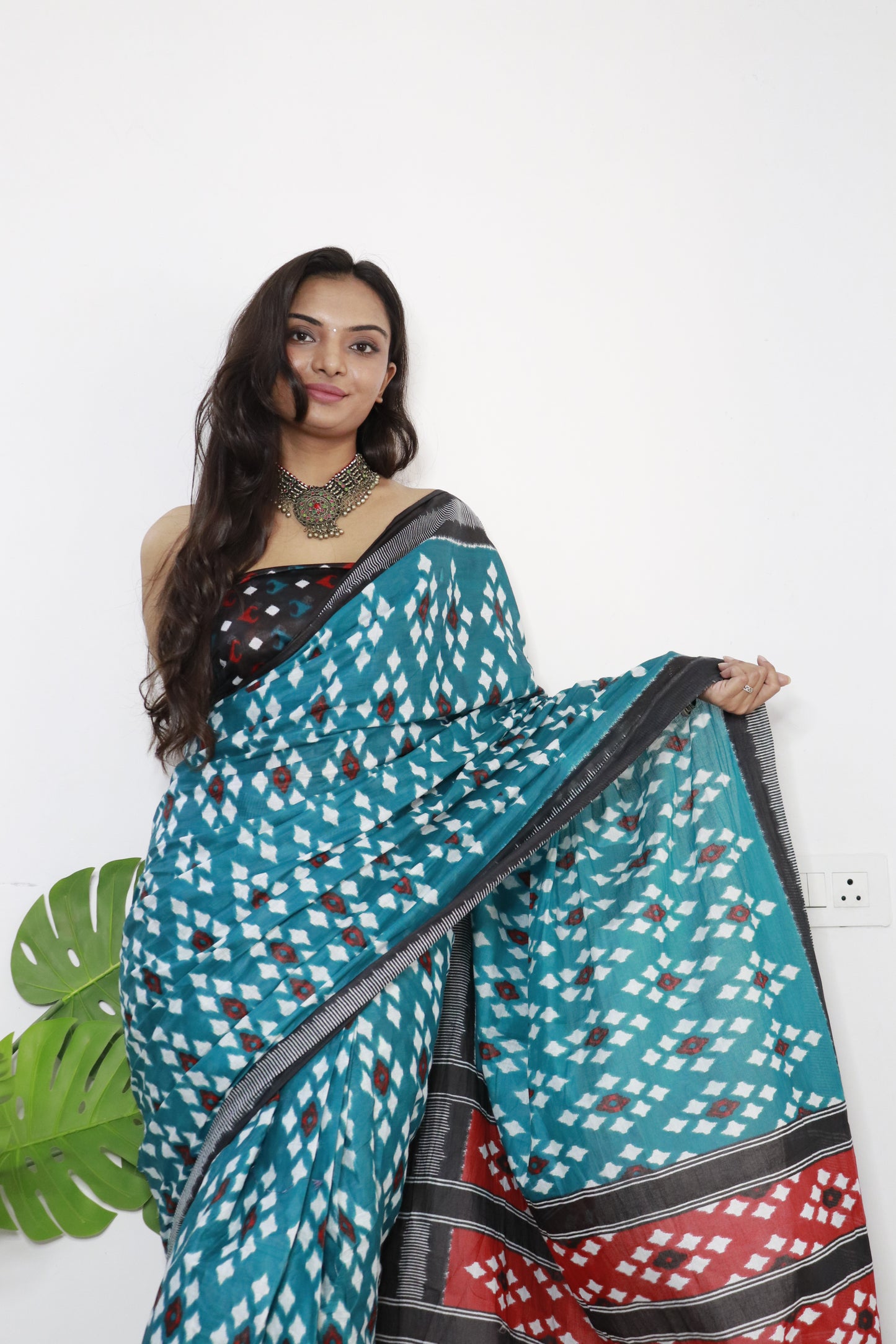 Sky Cotton Printed Saree