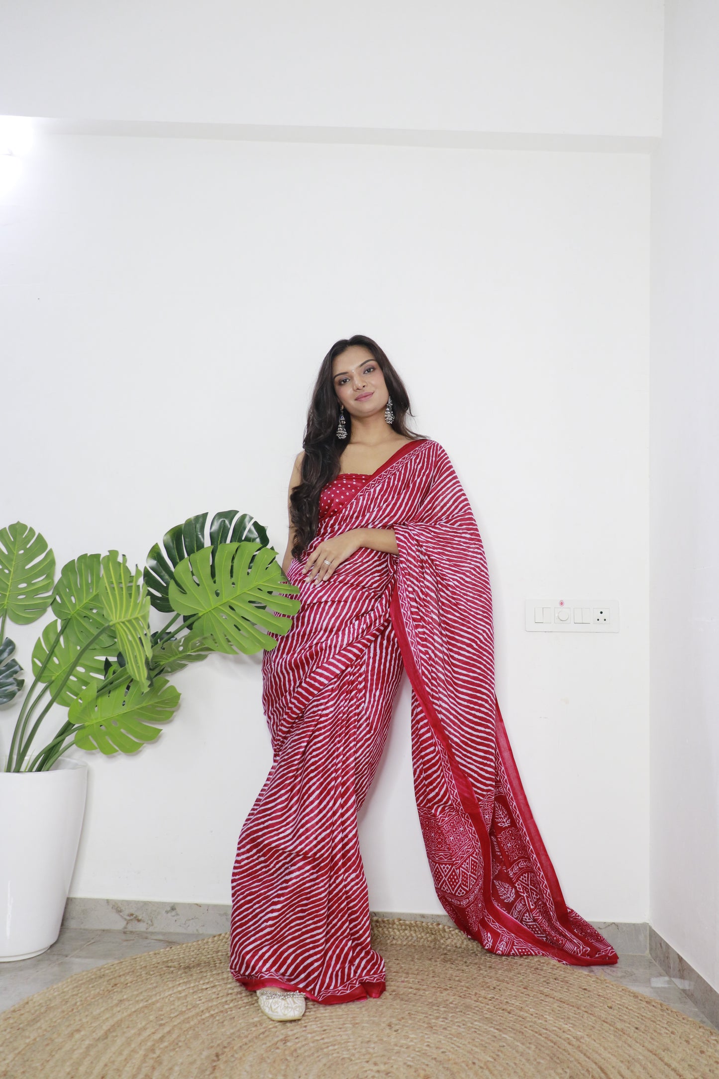 Maroon Cotton Printed Saree