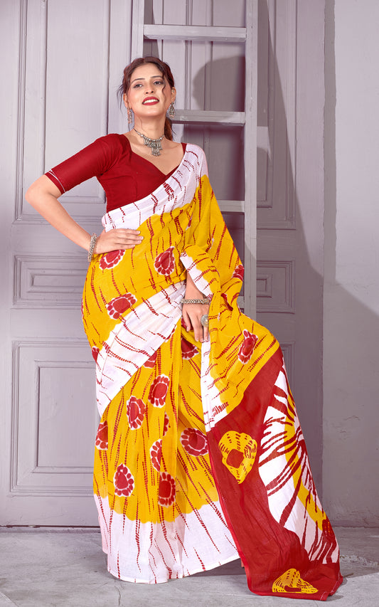 Multicolor Cotton Mul Printed Saree