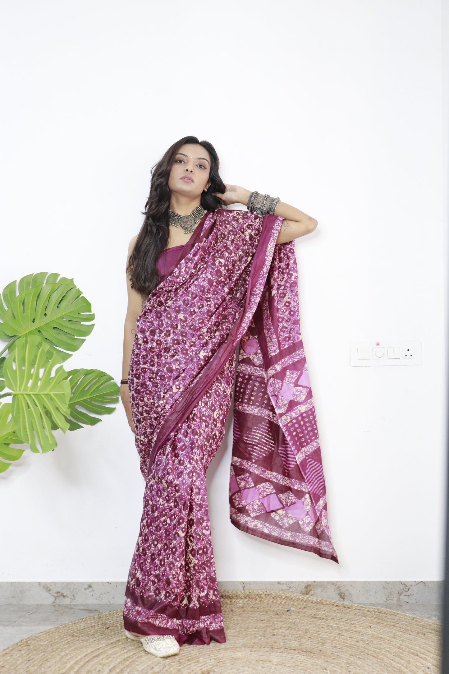 Onion Cotton Printed Saree