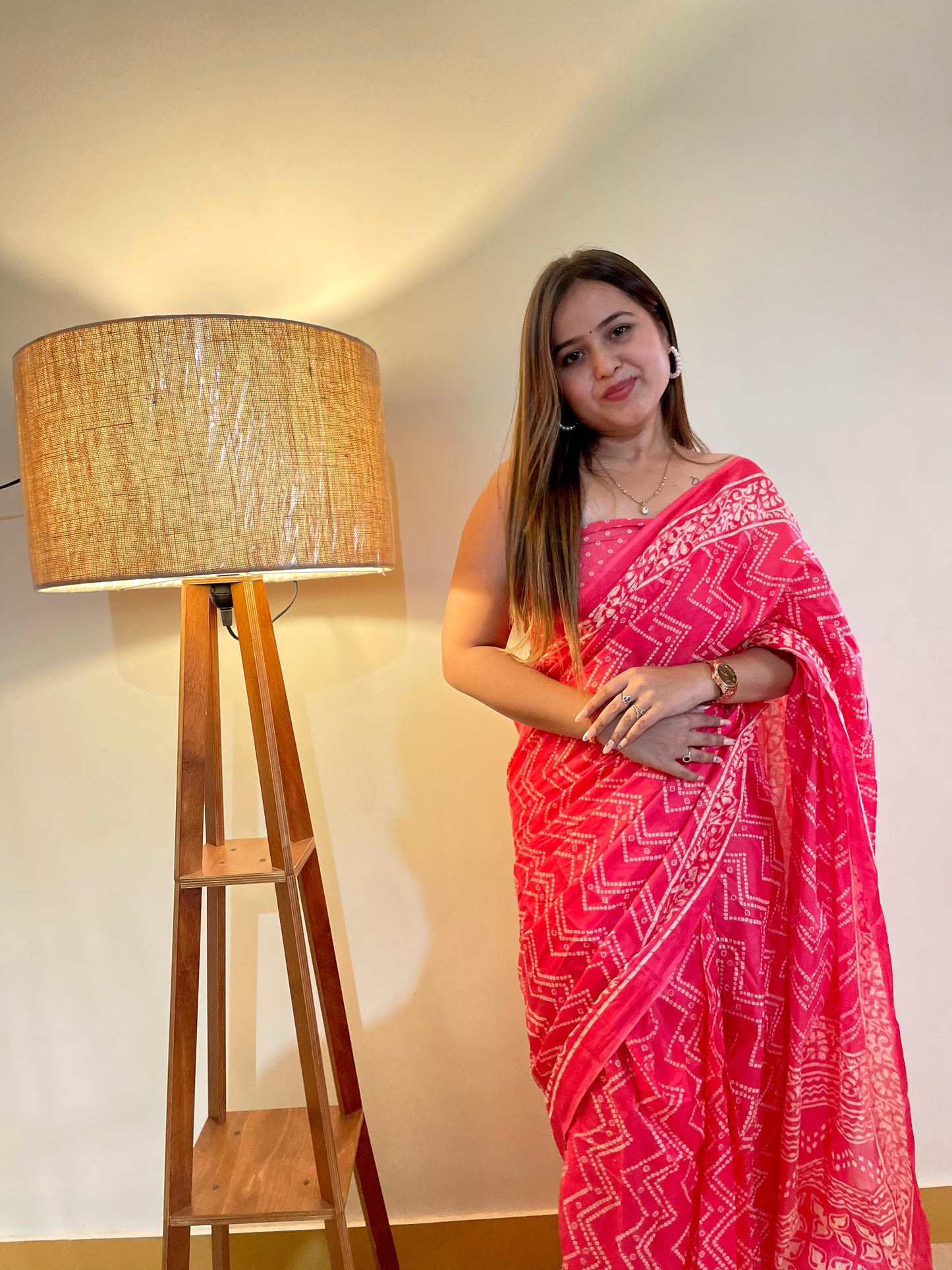 Pink Cotton Mul Printed Saree