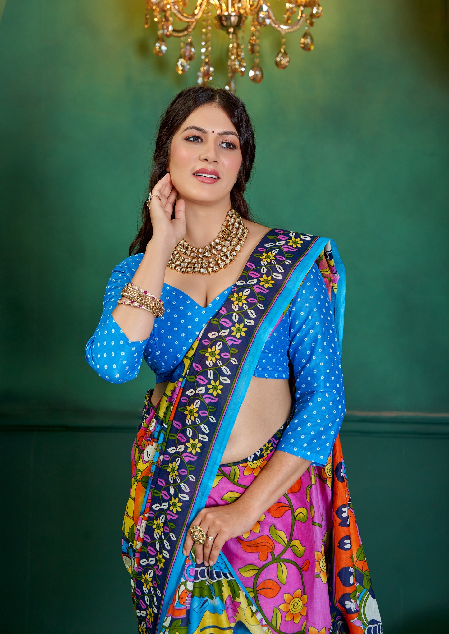 Colorful Cotton Mul Printed Saree