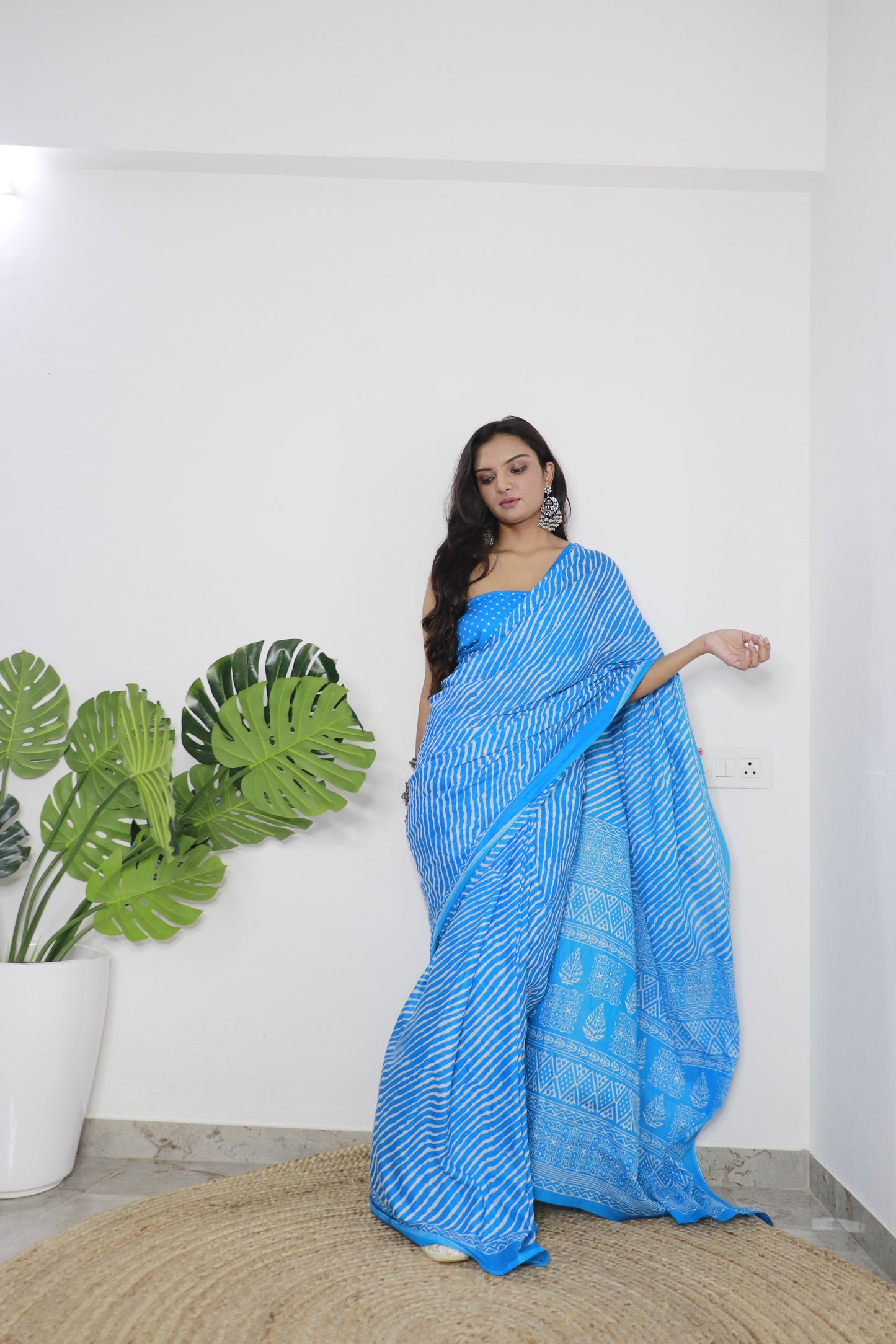 Sky Cotton Printed Saree