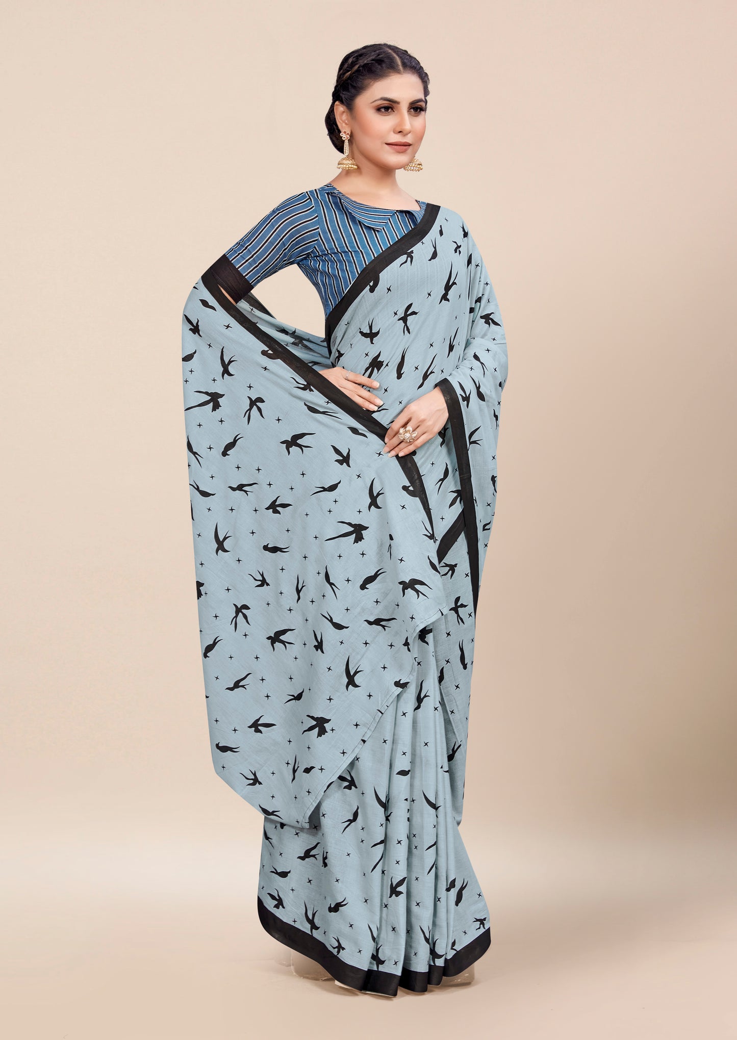 Beautiful Sky Cotton Mul Printed Saree