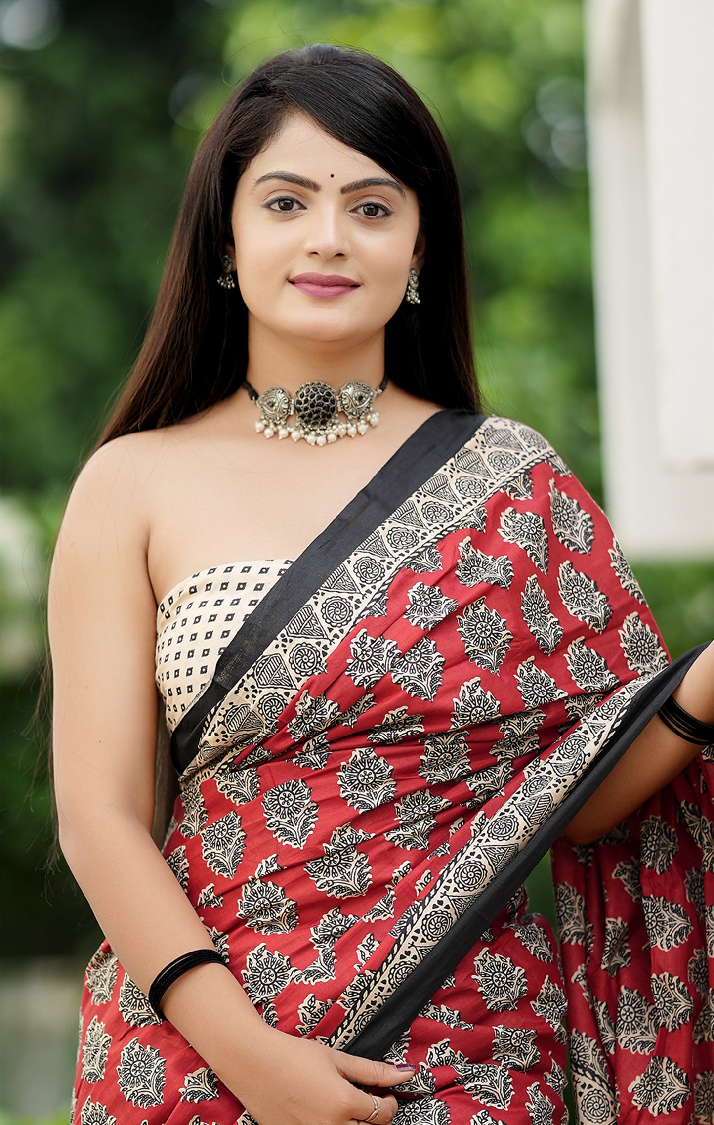 Maroon Cotton Mul Printed Saree