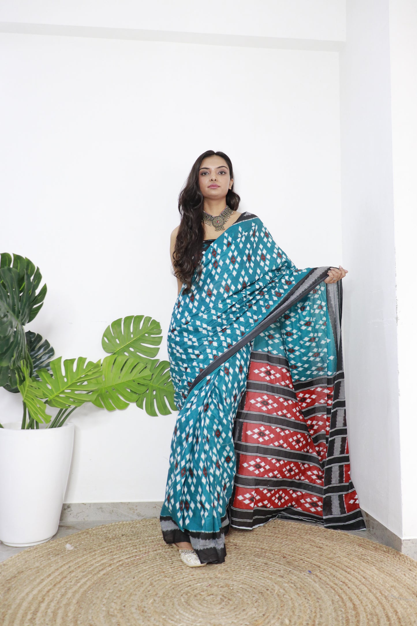 Sky Cotton Printed Saree