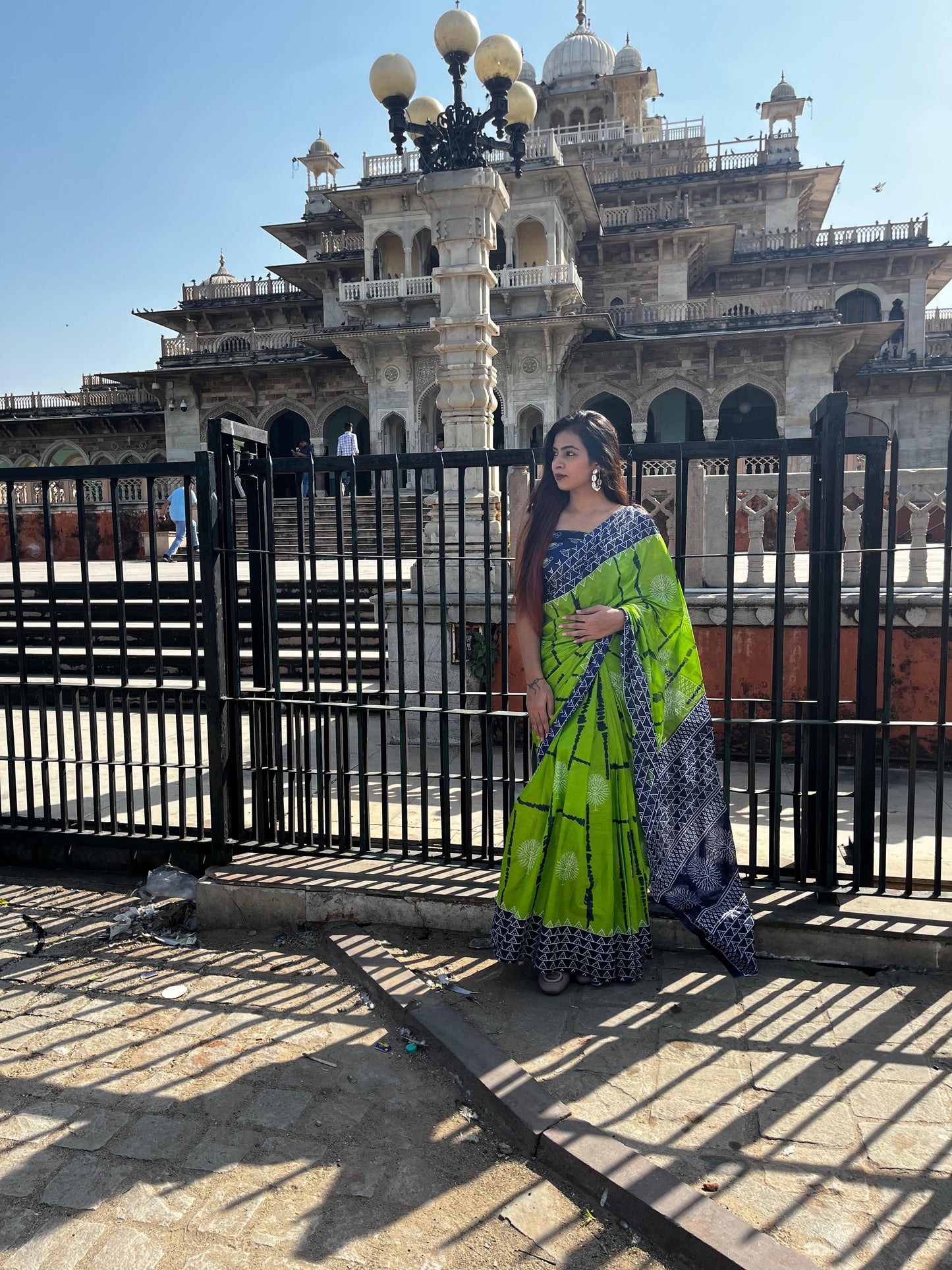 Green Cotton Mul Printed Saree