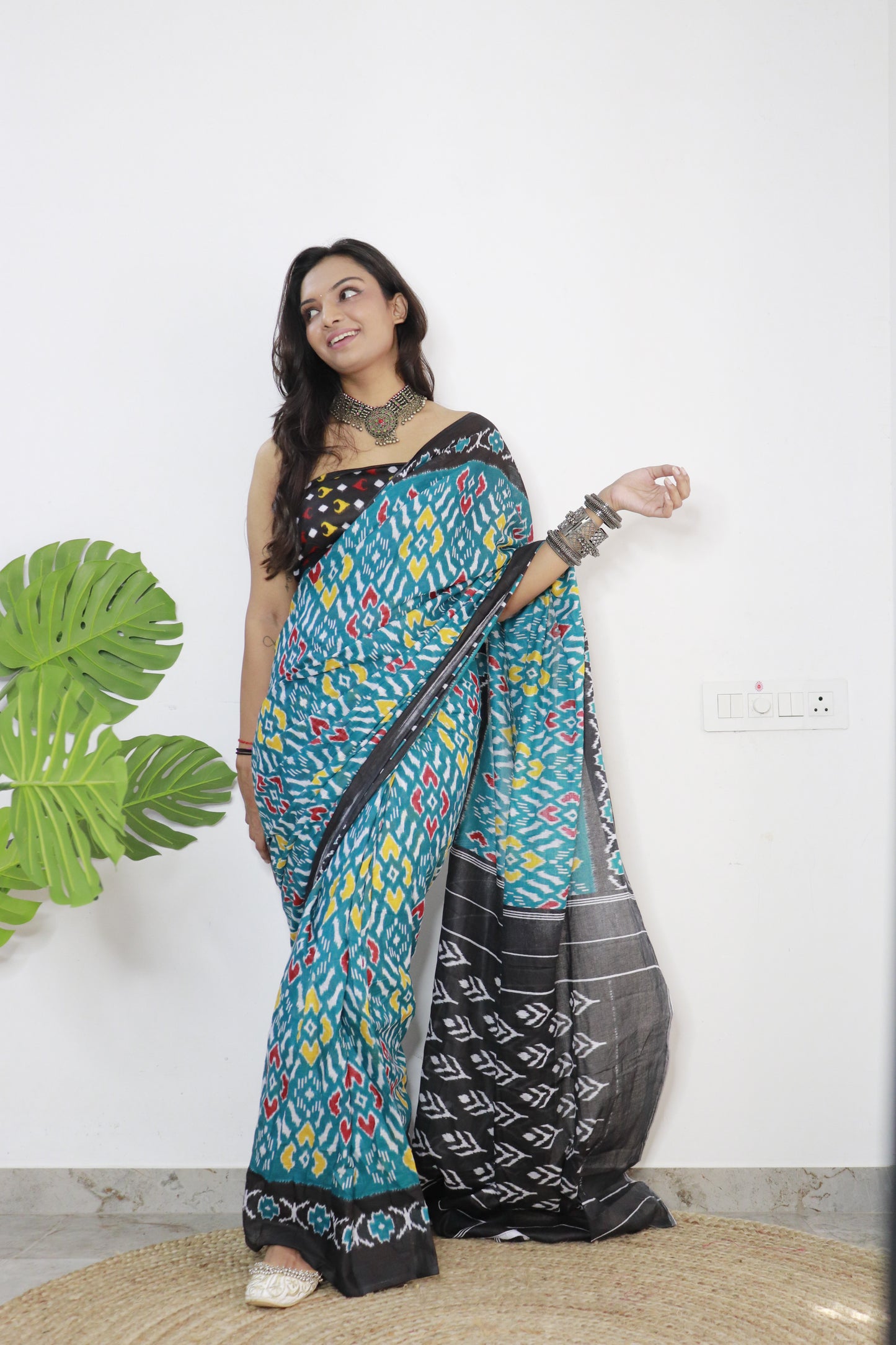 Sky Cotton Printed Saree