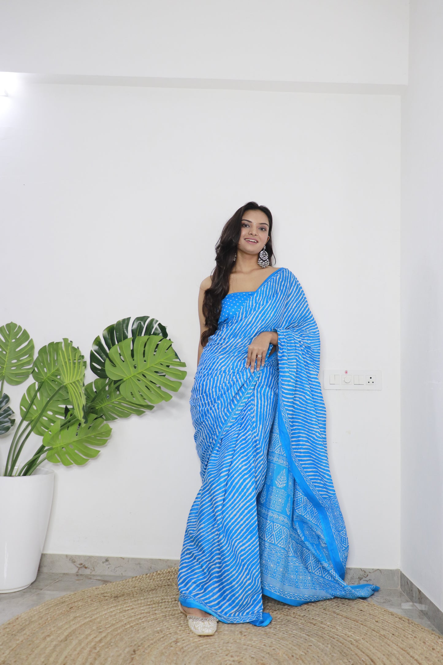 Sky Cotton Printed Saree